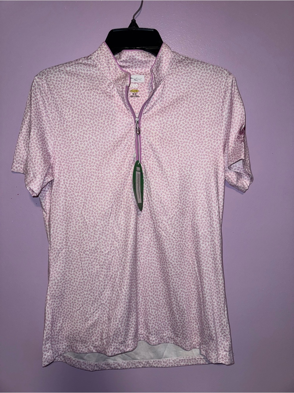 Greg Norman Collection Light Pink Short-Sleeve Quarter-Zip Polo